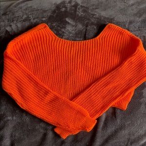 cropped orange fisherman sweater